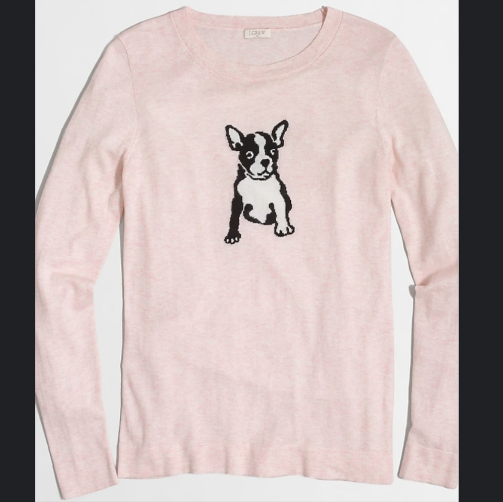 J.crew Pink Frenchie bulldog crew neck cotton Small S